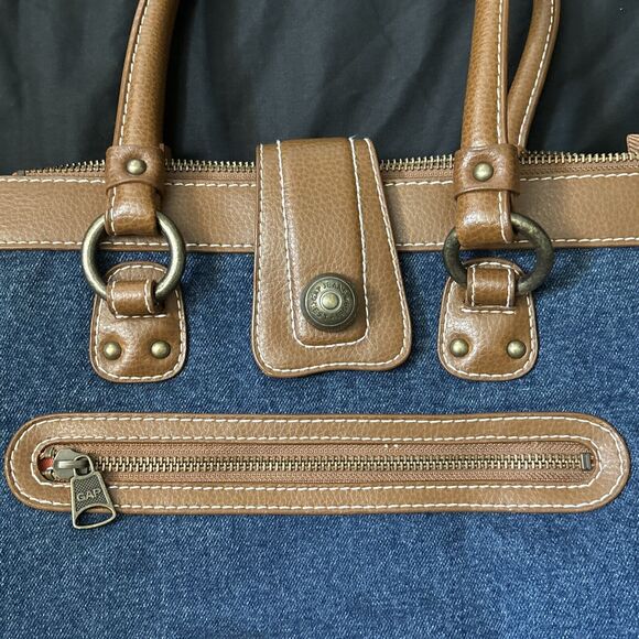 Gap Denim & Leather Trim Shoulder Bag Tote Bag - Picture 5 of 15